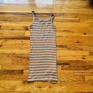 H&M Brown and White Striped dress